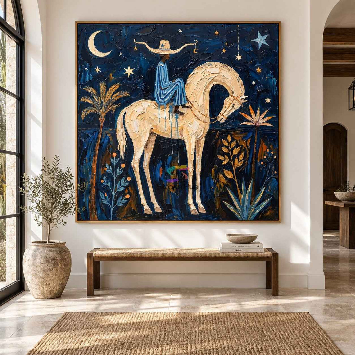 Starlit Rider-Blue Cowgirl Horse Painting