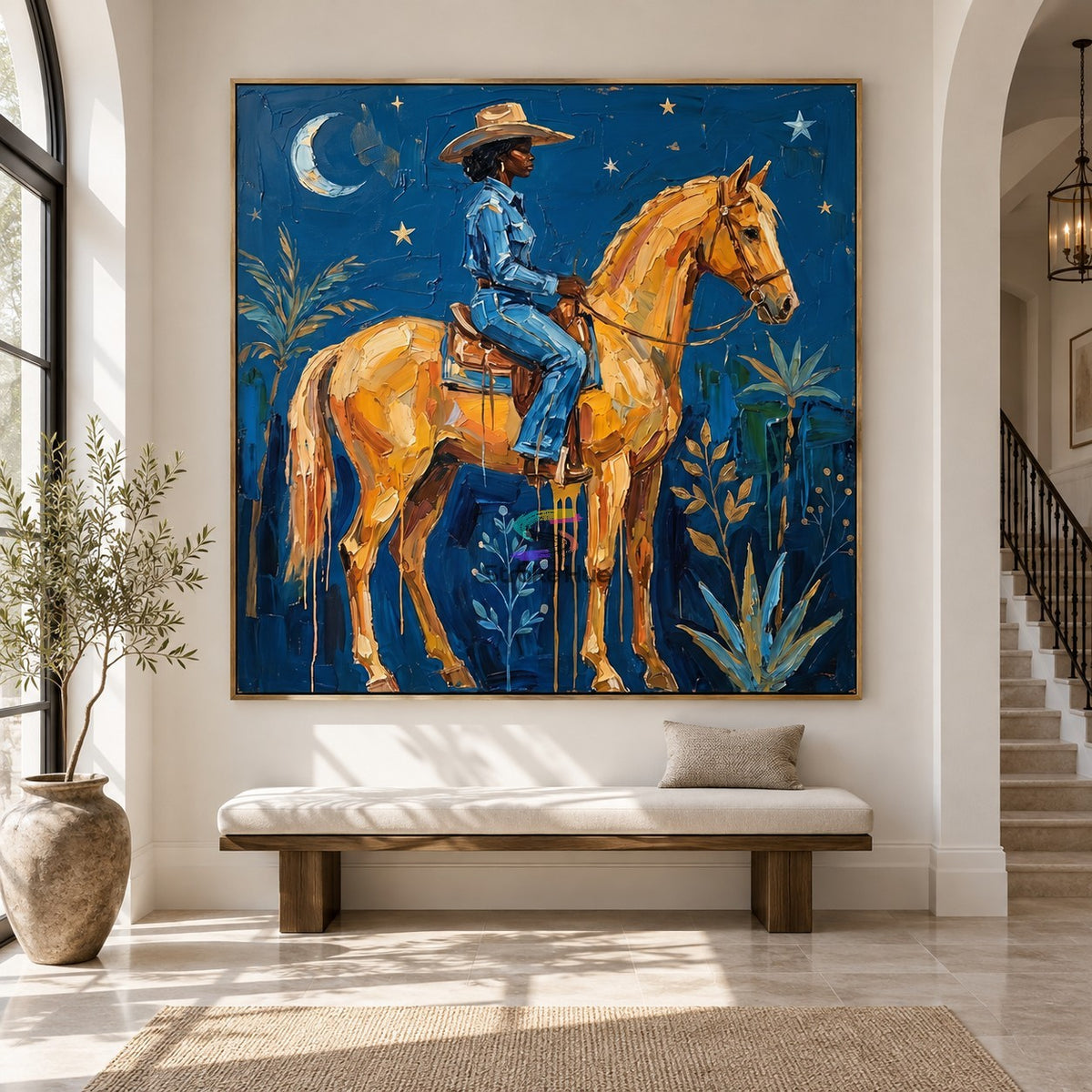 Blue Mesa-Cowgirl Horse Painting