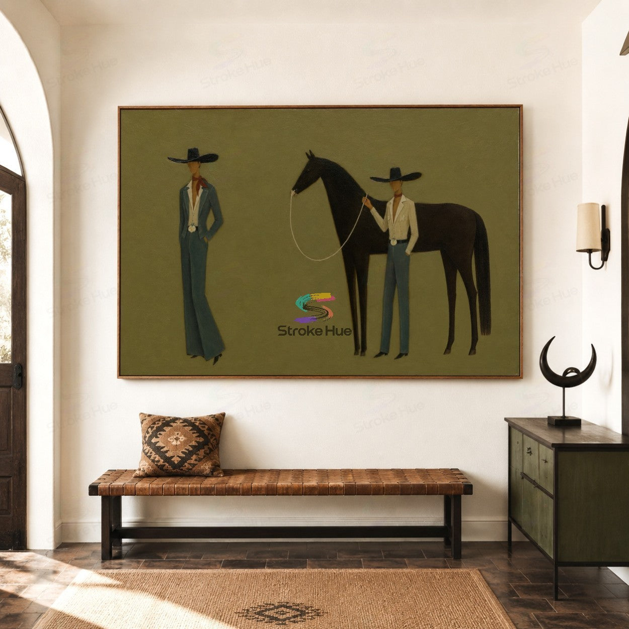 Olive Ranch-Cowboy Horse Painting