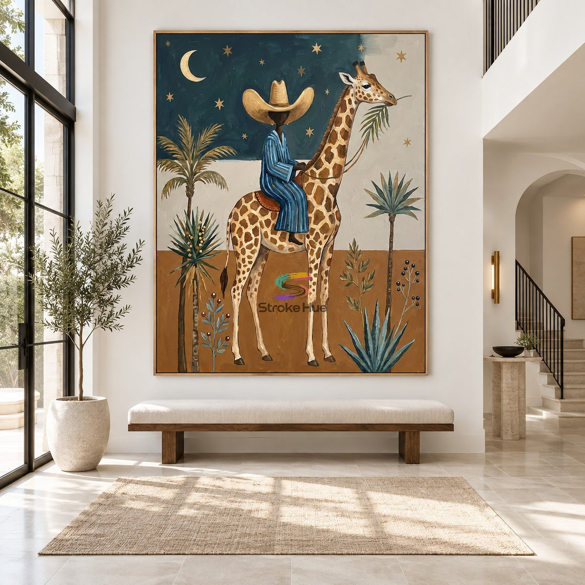 Desert Safari-Cowgirl Giraffe Painting
