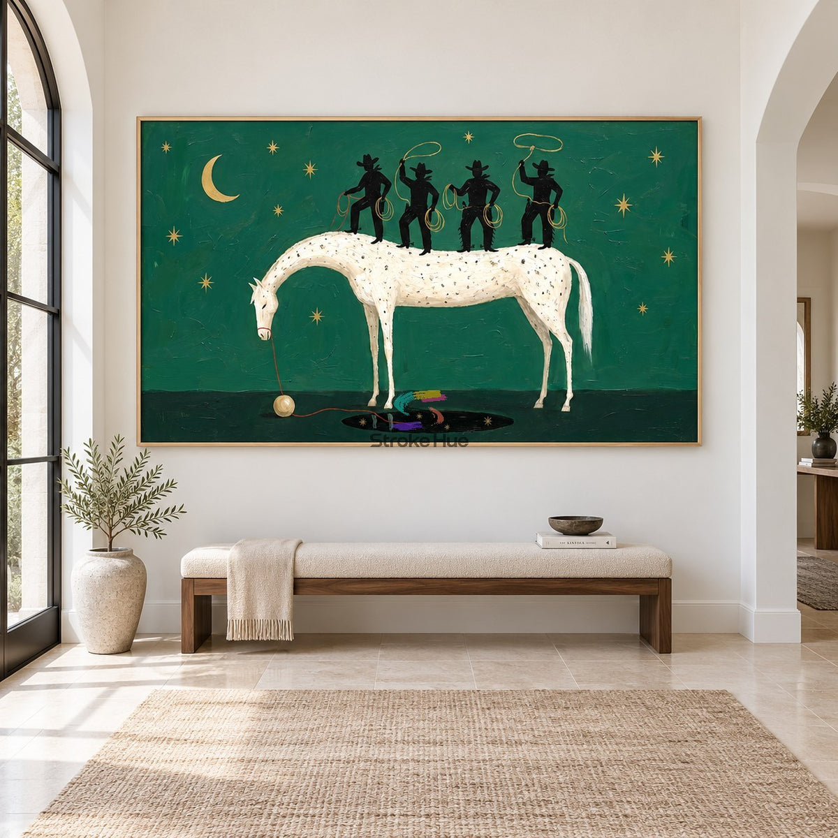 Moonlit Ropers-Four Cowboy Horse Painting