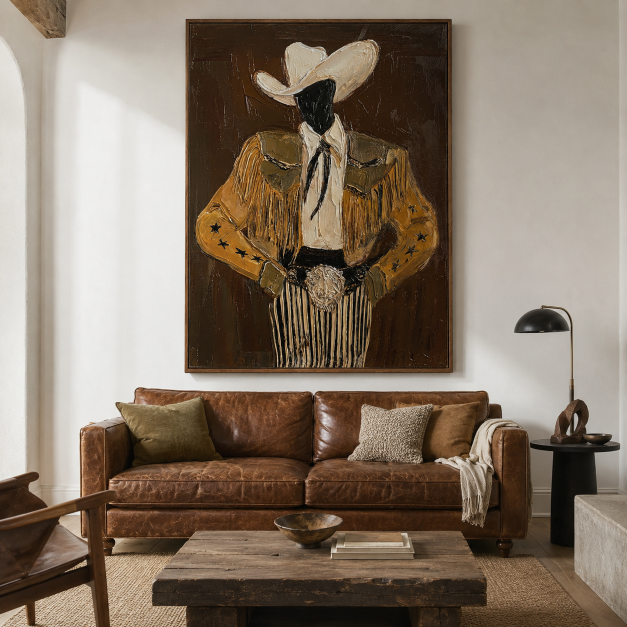 Star Fringe-Cowboy Portrait Painting