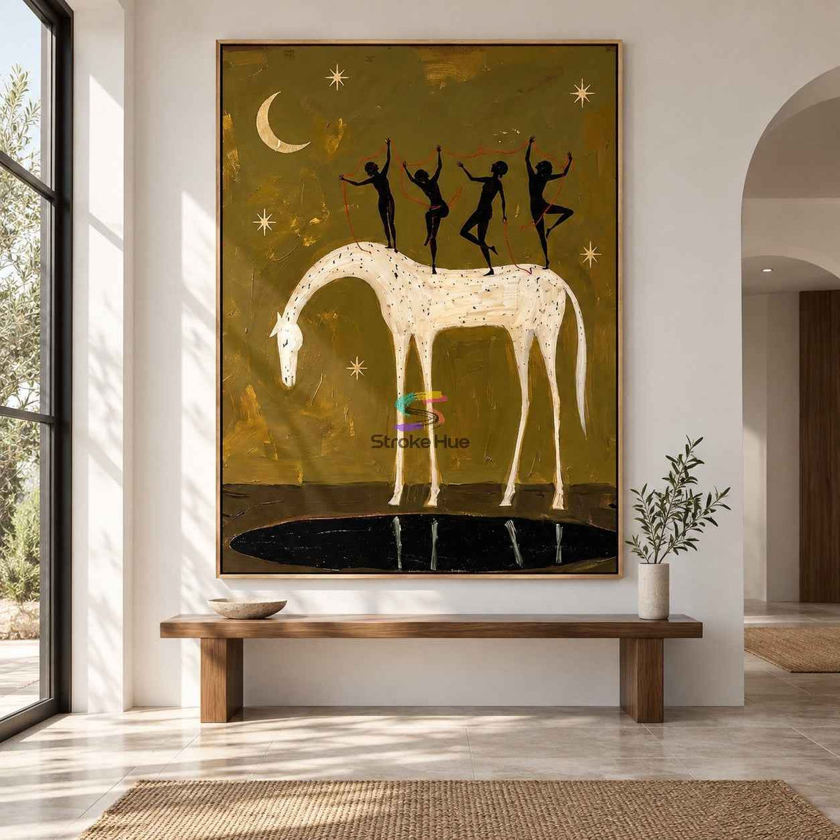 Golden Moonline-Dancing Figures Horse Painting