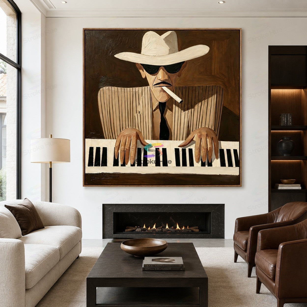 Midnight Keys-Cowboy Piano Painting
