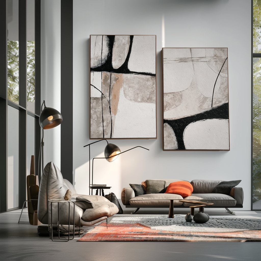 Onyx Curve-Abstract Diptych Painting