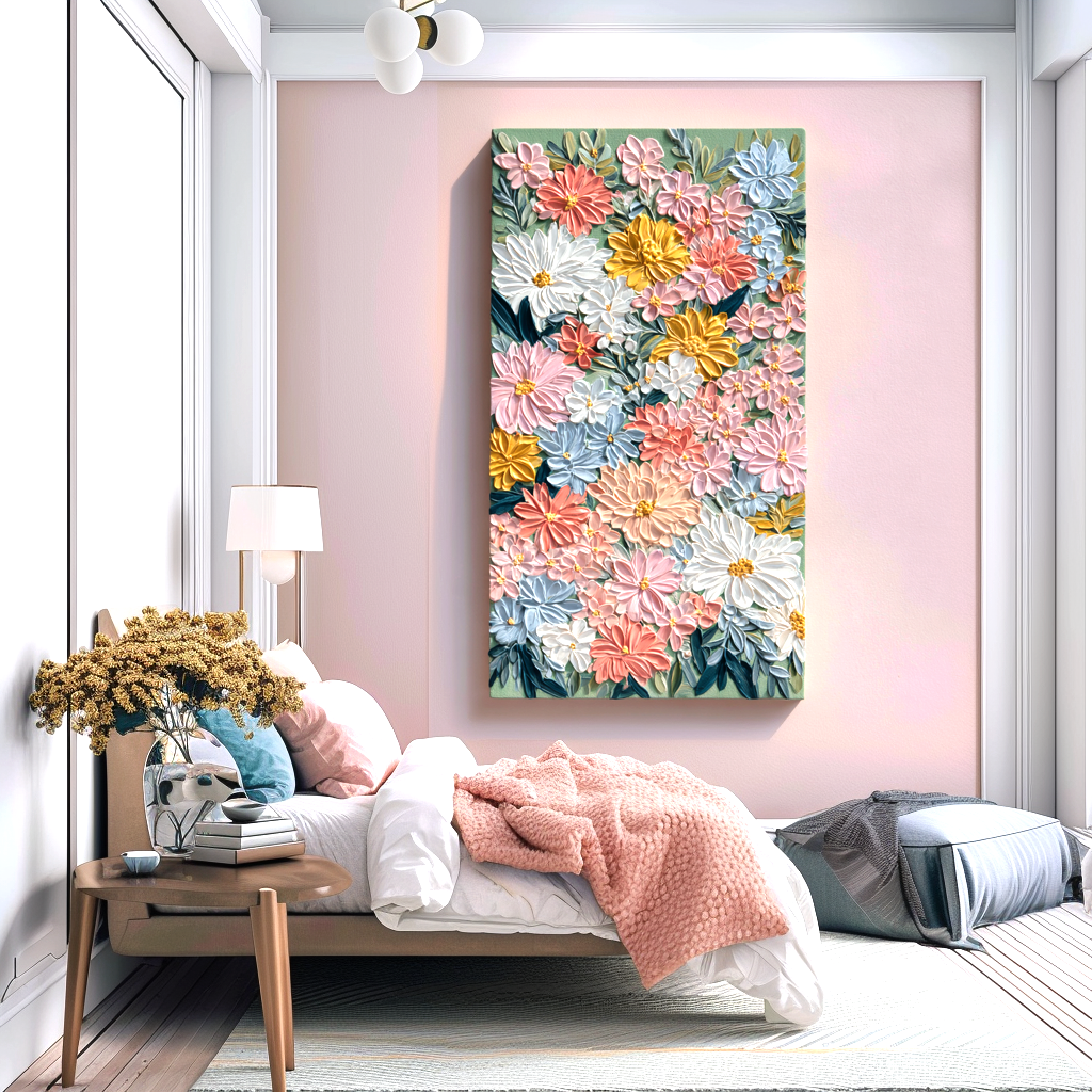 Daisy Meadow Bouquet-Relief Painting