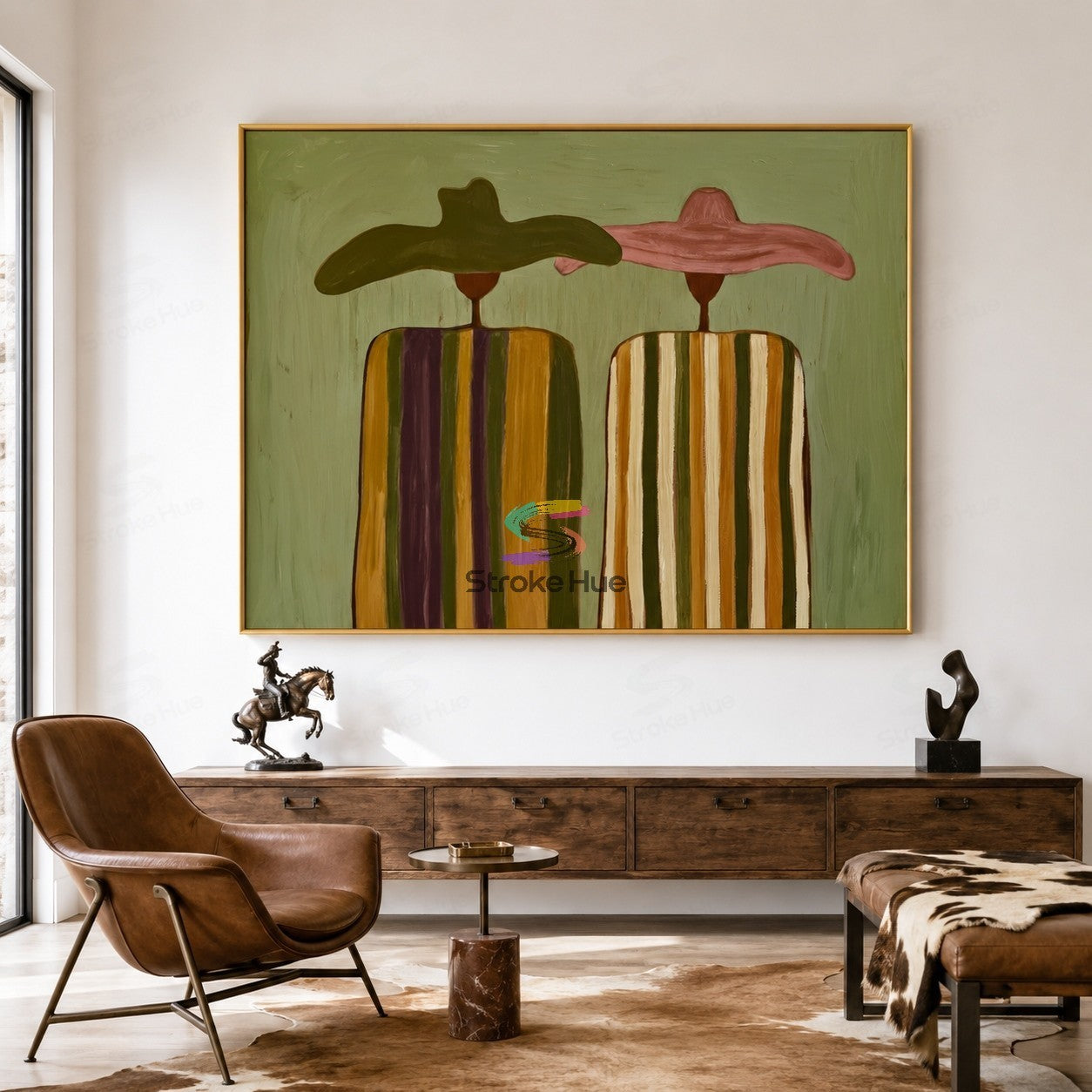 Prairie Pair-Striped Western Figures Painting