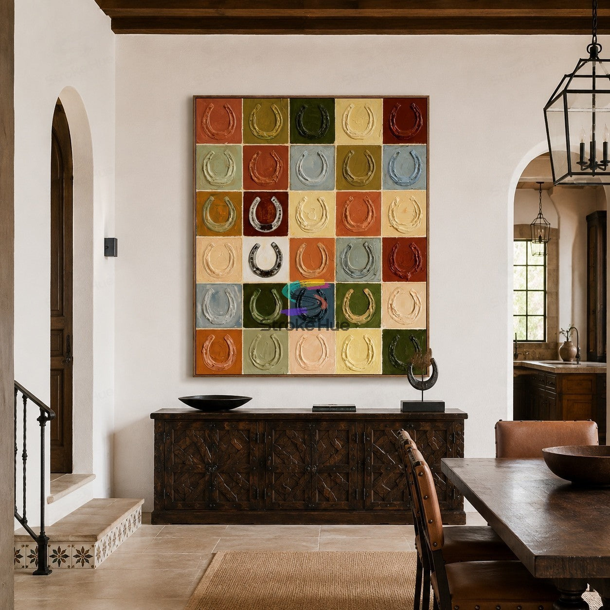 Lucky Grid-Colorful Horseshoe Painting