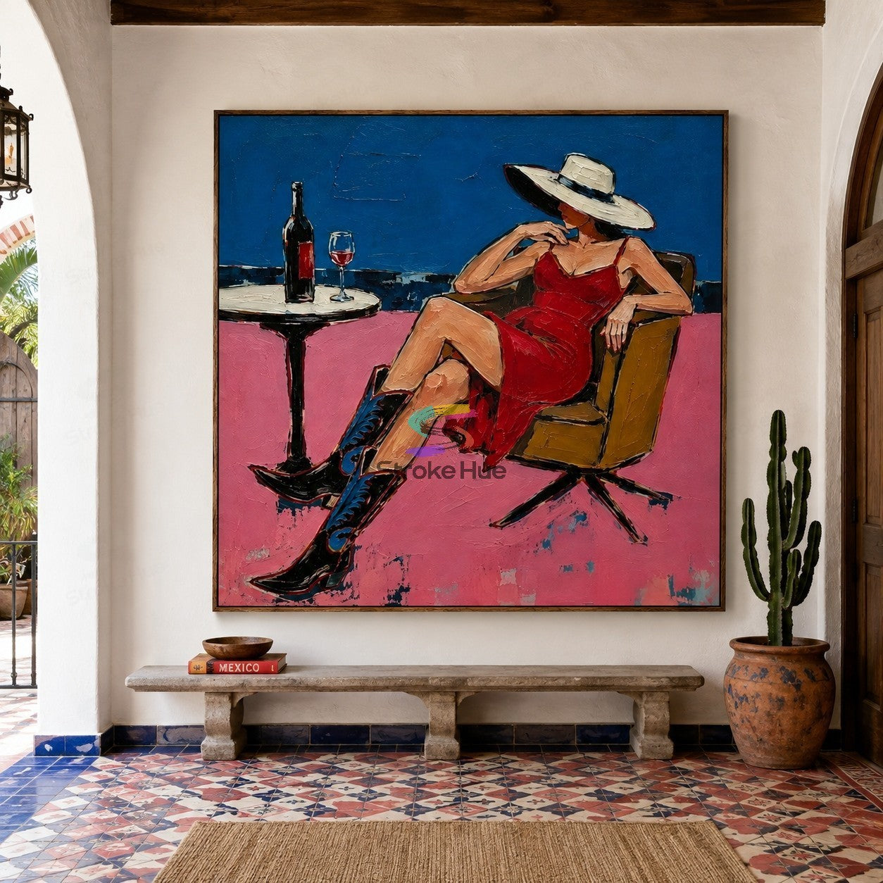 Velvet Hour-Red Dress Cowgirl Painting