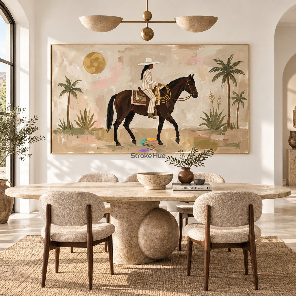 Golden Palm Rider-Desert Cowgirl Horse Painting