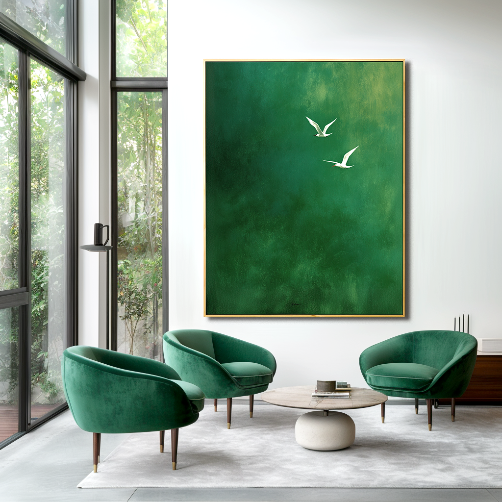 Emerald Pair-Bird Painting