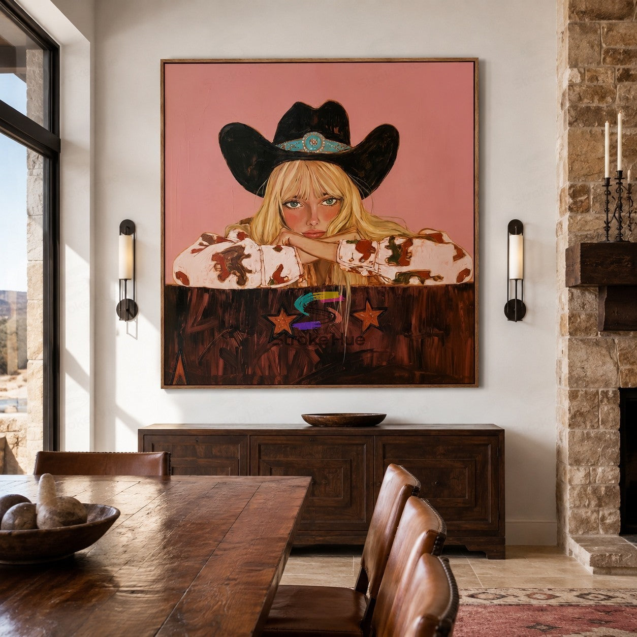 Wild Gaze-Blonde Cowgirl Portrait Painting
