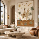 Desert Llama Journey-Boho Animal Oil Painting