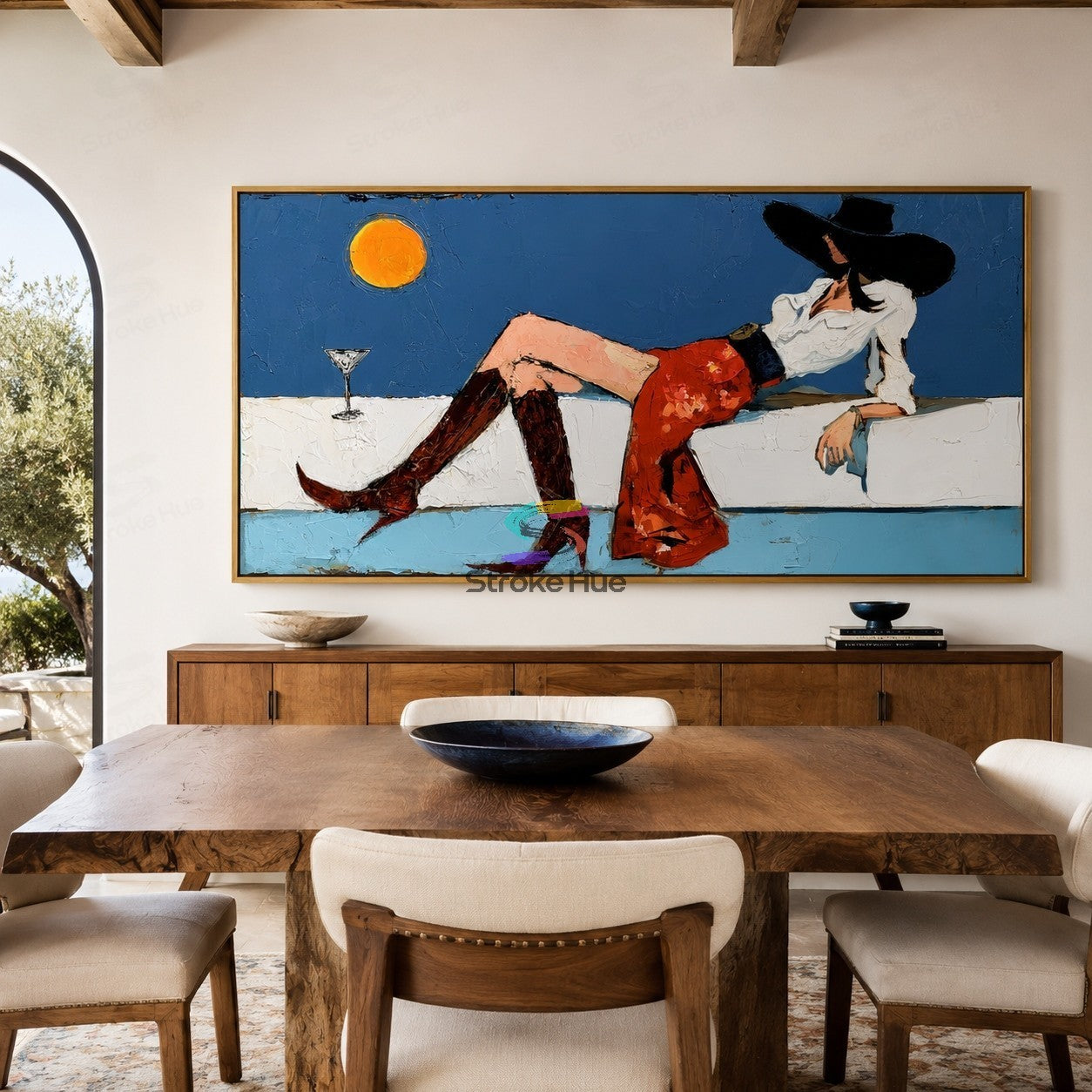 Midnight Muse-Reclining Cowgirl Painting