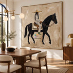 Midnight Rider-Black Horse Western Oil Painting