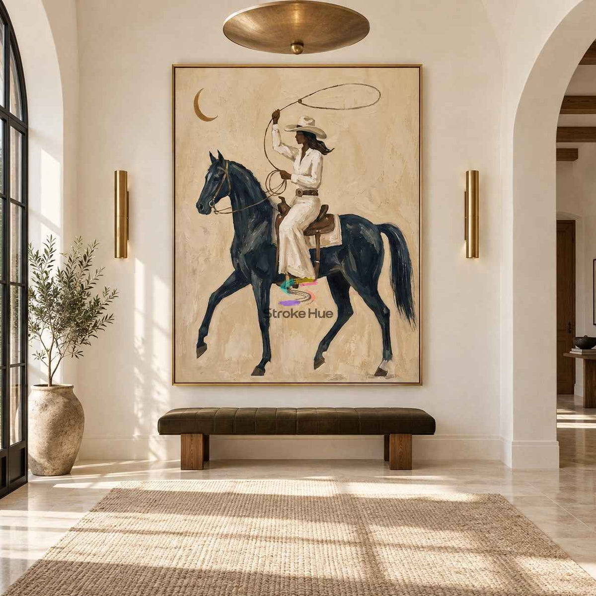 Desert Moon Rider-Western Cowboy Oil Painting