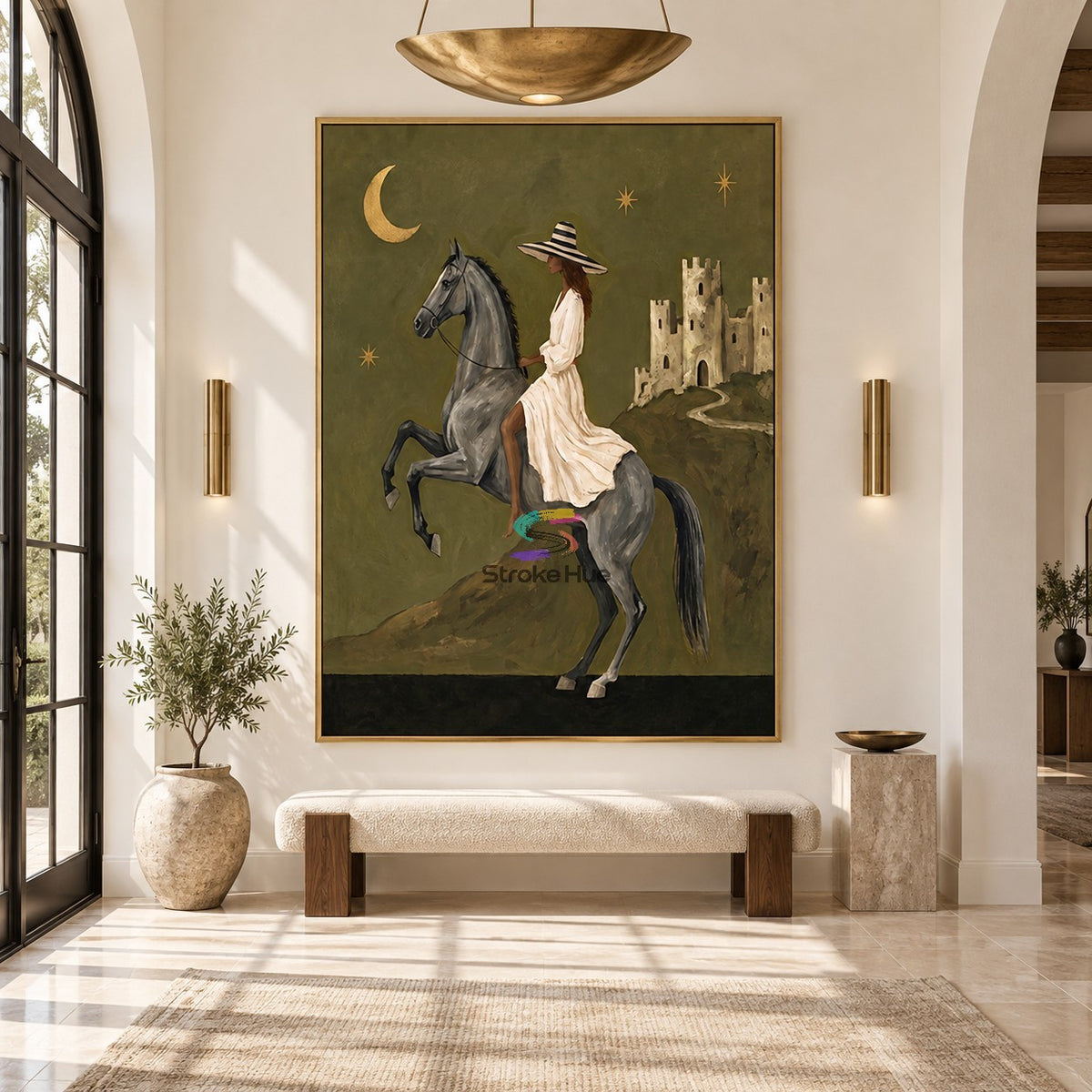 Moonlit Castle Rider-Western Horse Oil Painting