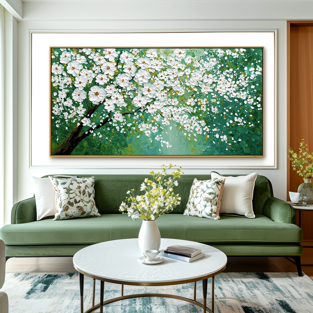 Verdant Bloom-Tree Canopy Painting