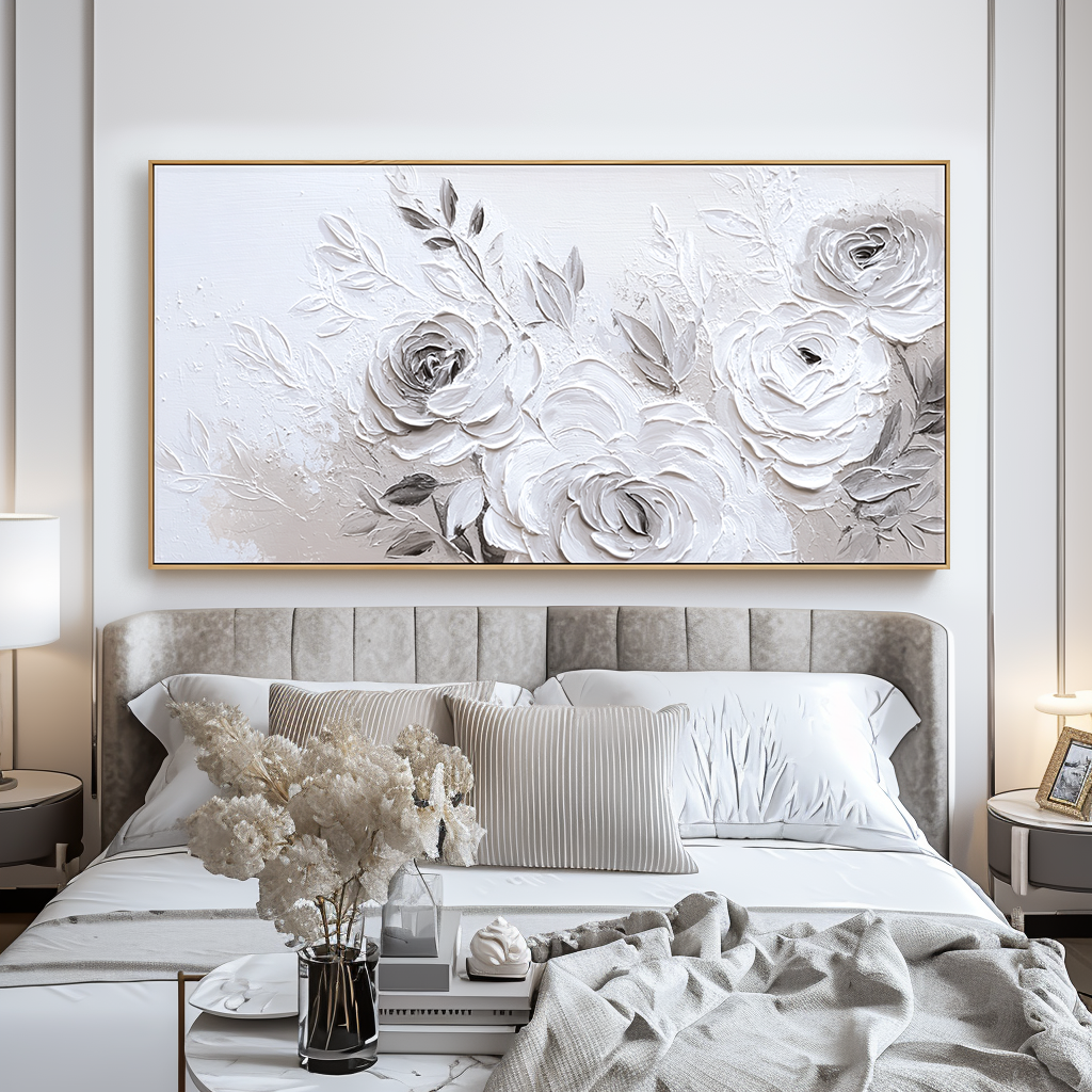 Ivory Roses-Relief Floral Painting