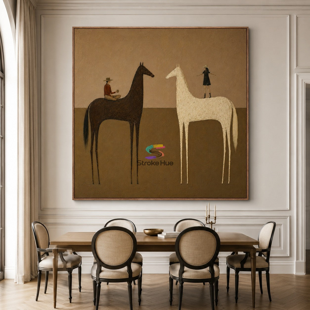 Quiet Riders-Twin Horse Figurative Painting