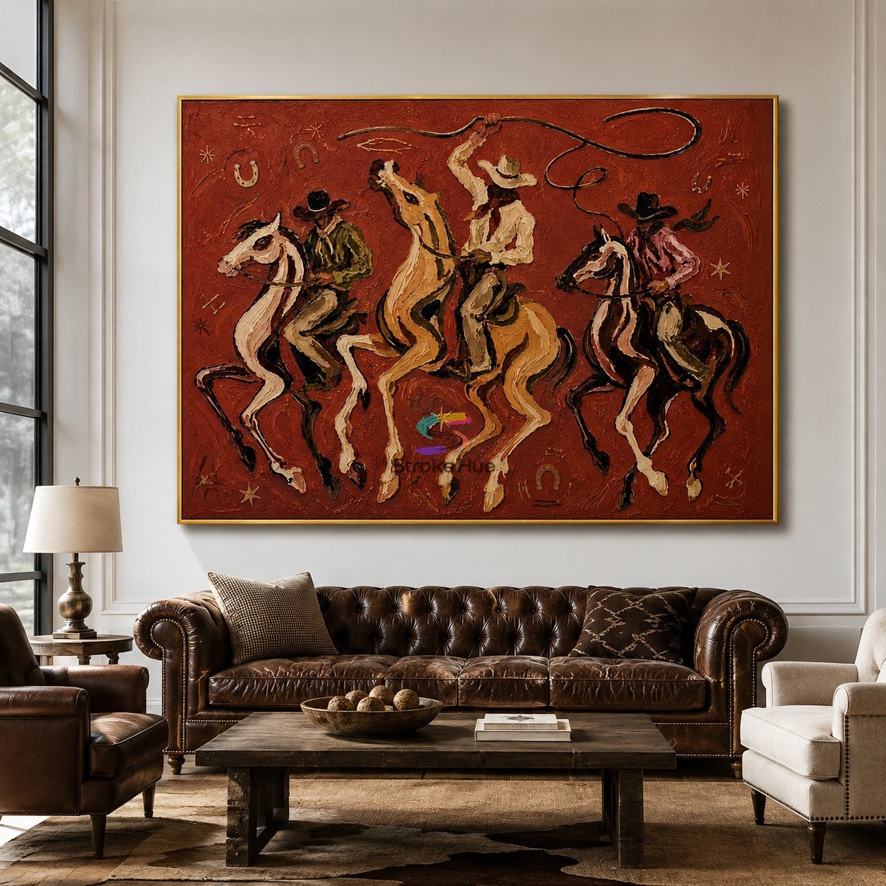 Rodeo Rush-Three Cowboy Horse Painting