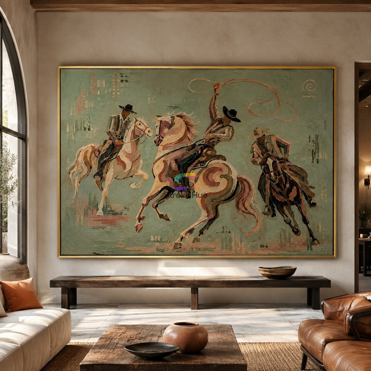 Sage Stampede-Three Cowboy Riders Painting