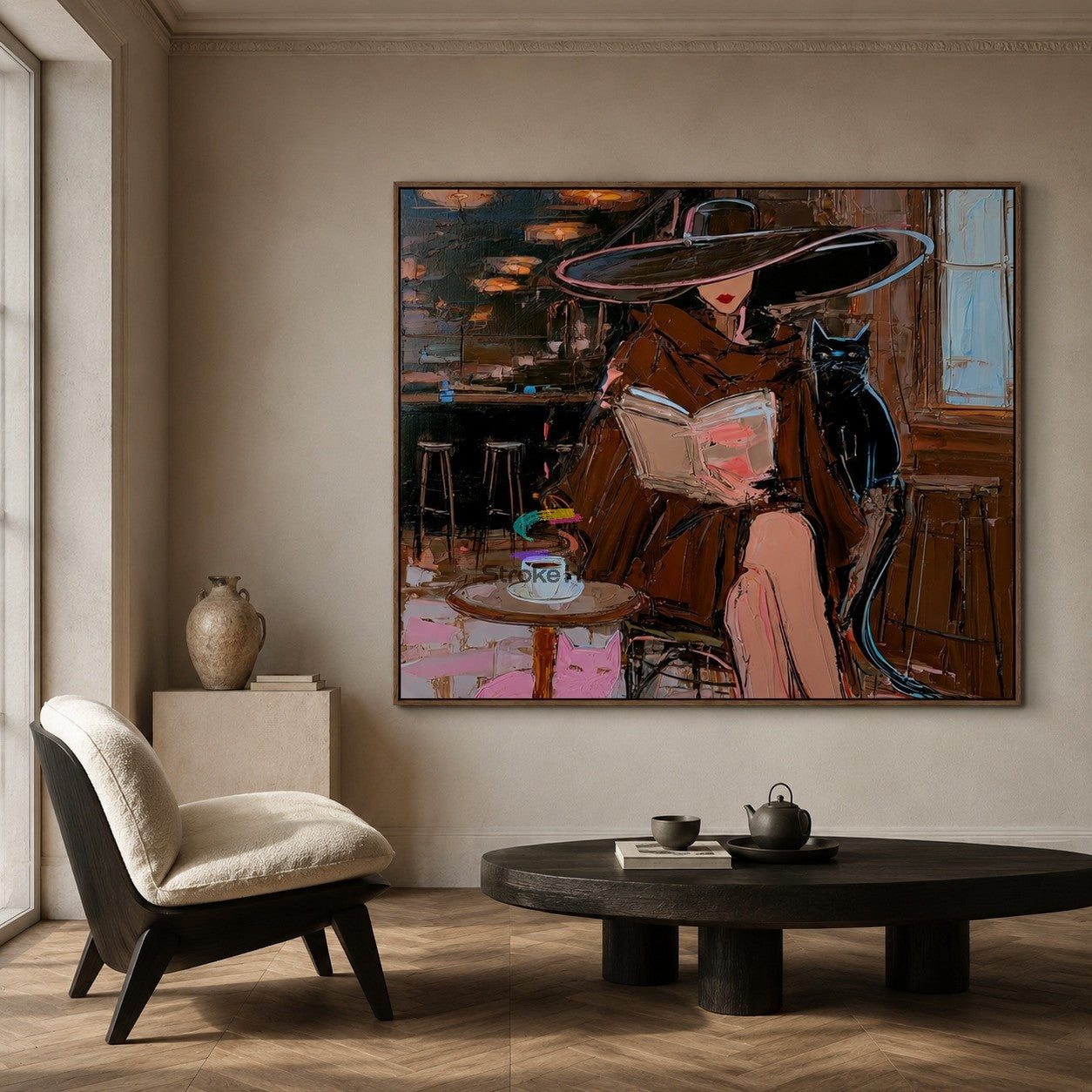 Midnight Pages-Black Cat Café Painting