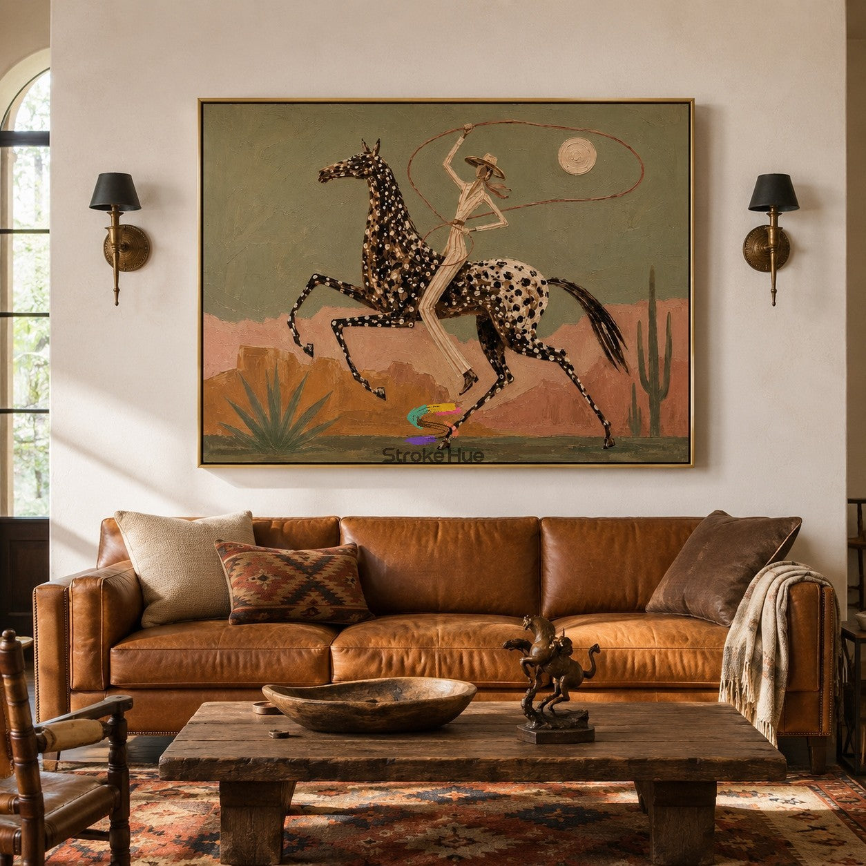 Mesa Loop-Spotted Horse Cowgirl Painting