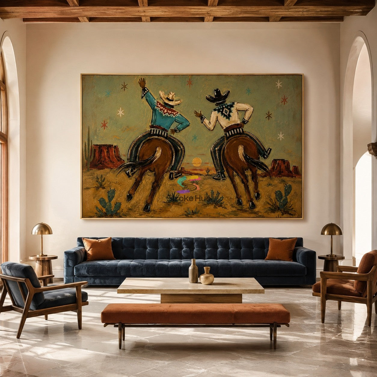 Sunset Trail-Two Cowboy Horse Painting