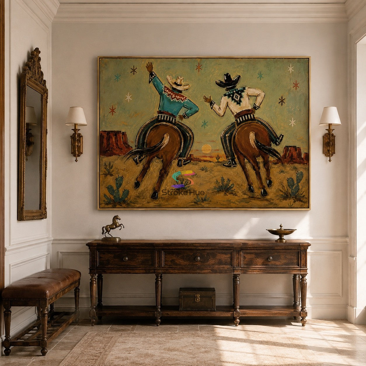 Sunset Trail-Two Cowboy Horse Painting