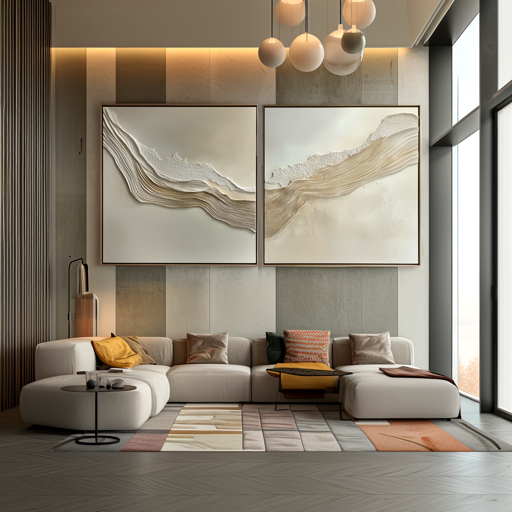Sand Ripple-Relief Diptych Painting