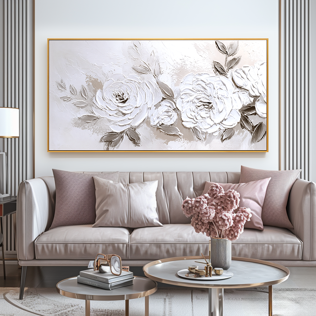 Pearl Roses-Relief Floral Painting
