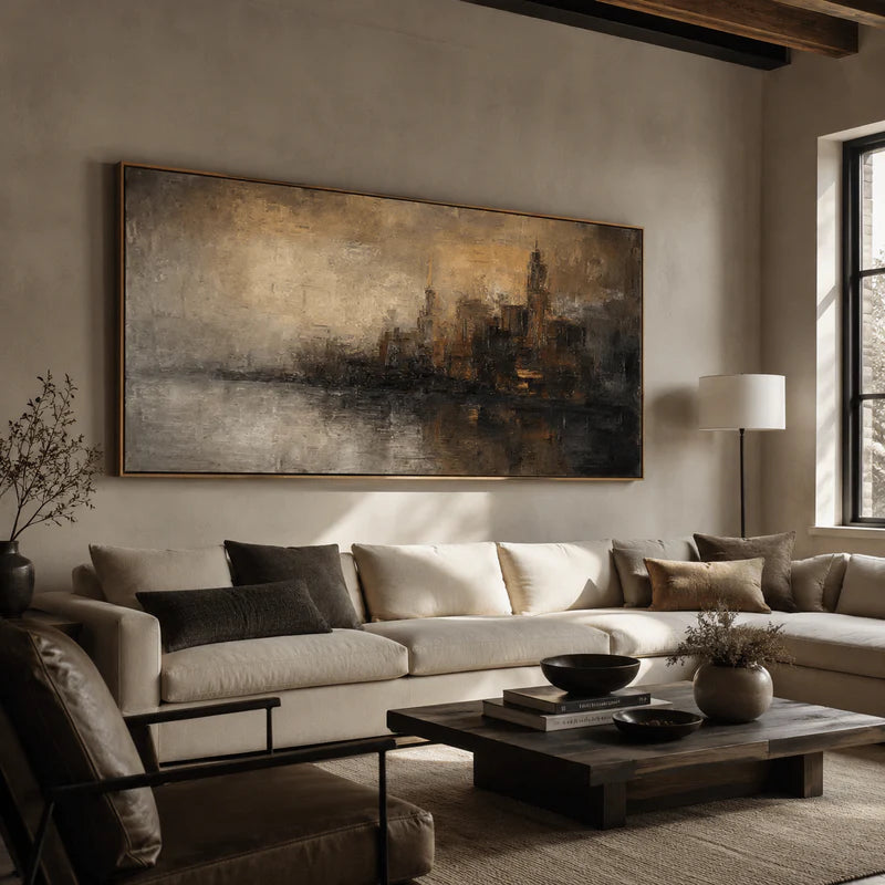 Amber Skyline-Cityscape Painting