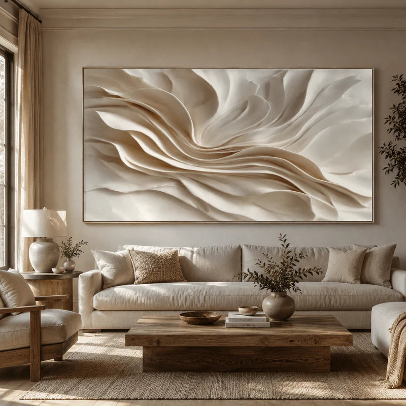 Ivory Drift-Textured Abstract Painting