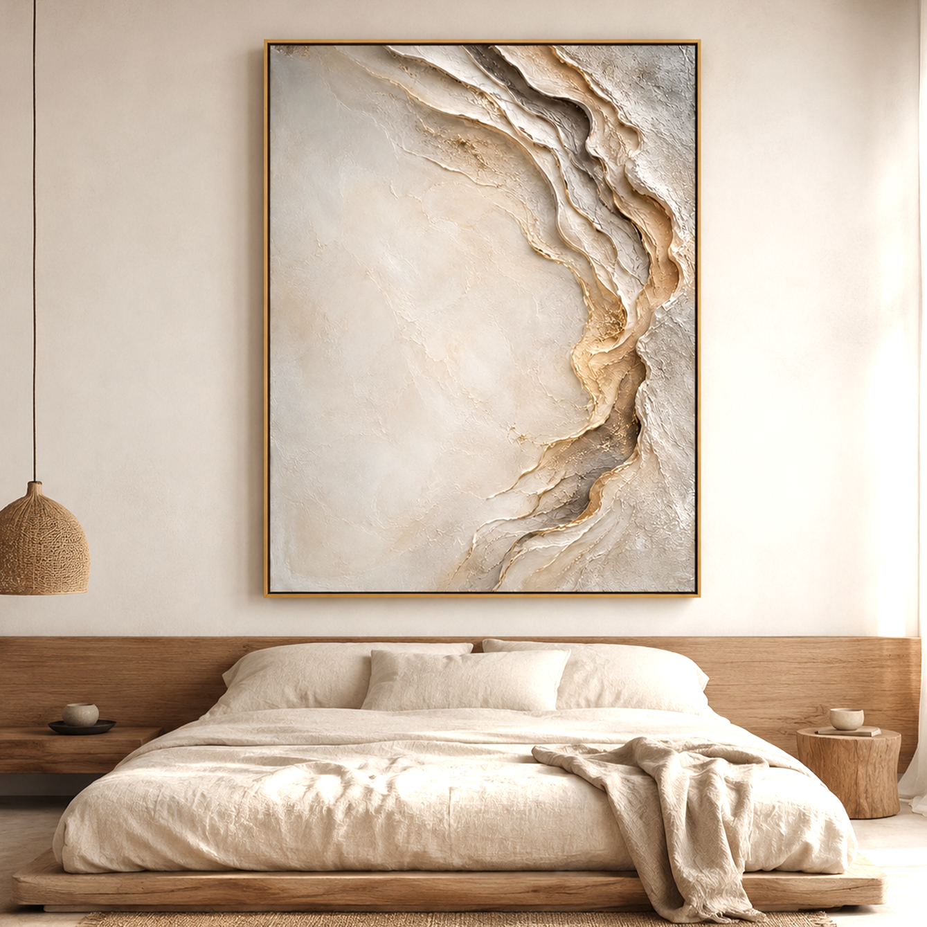 Champagne Cascade-Textured Abstract Painting