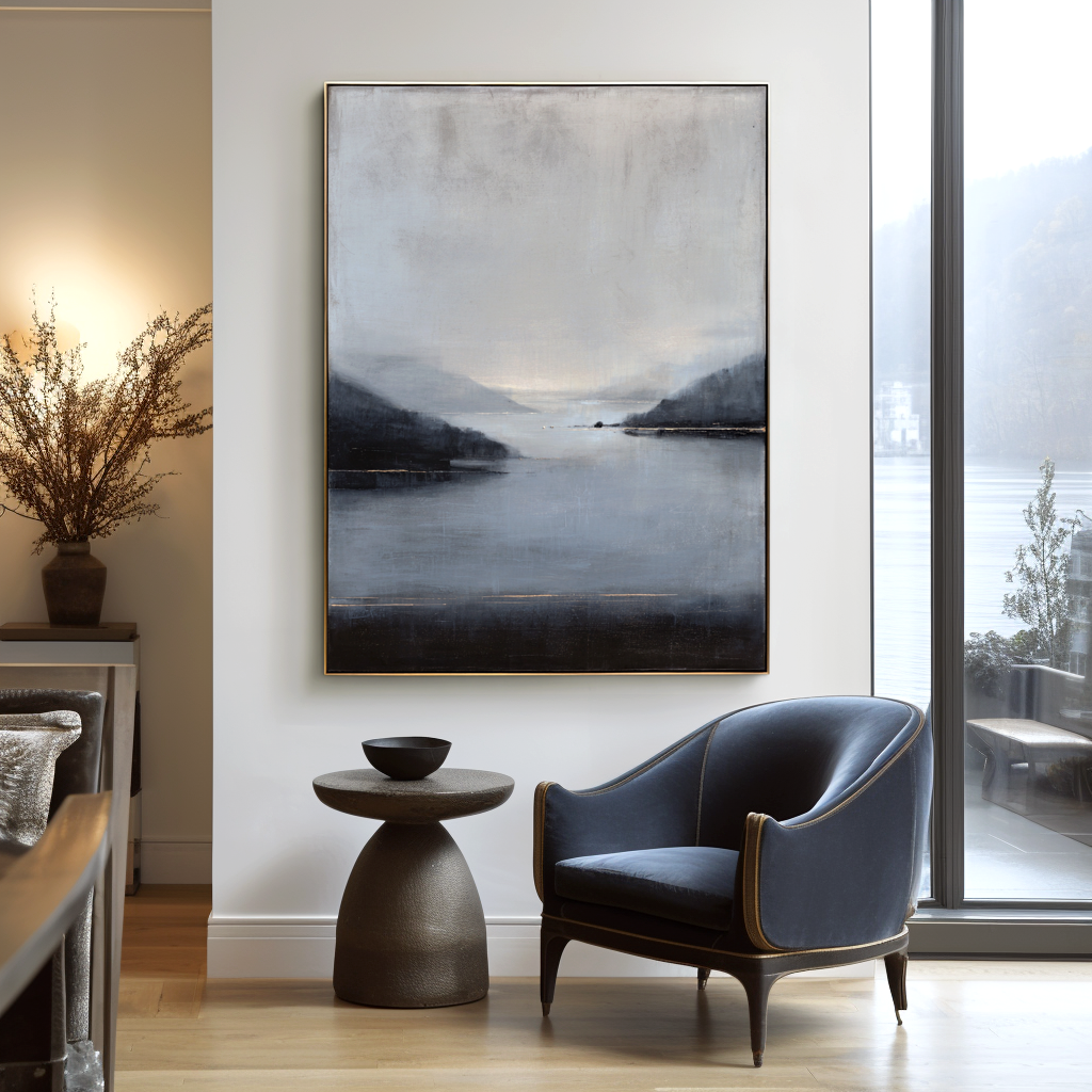 Misty Fjord-Blue Gray Landscape Painting
