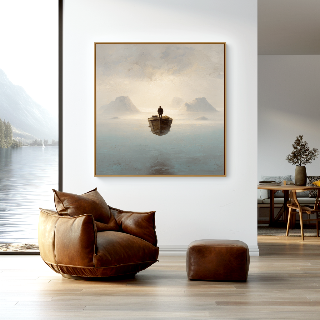 Still Harbor-Misty Seascape Painting