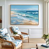 Shoreline Symphony – Textured Ocean Wave Seascape Oil Painting
