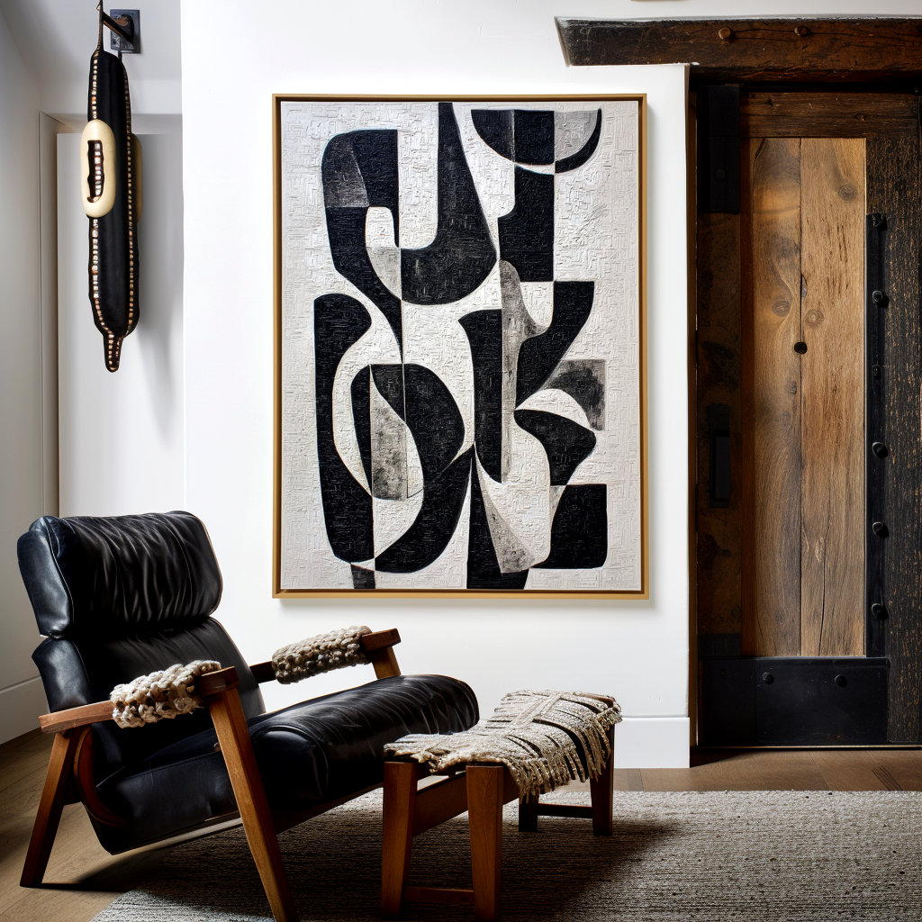 Graphic Rhythm-Black White Abstract Painting