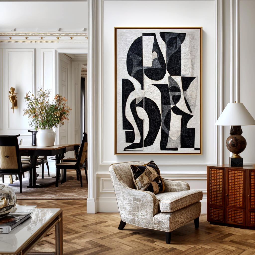 Ivory Cipher-Black Abstract Painting