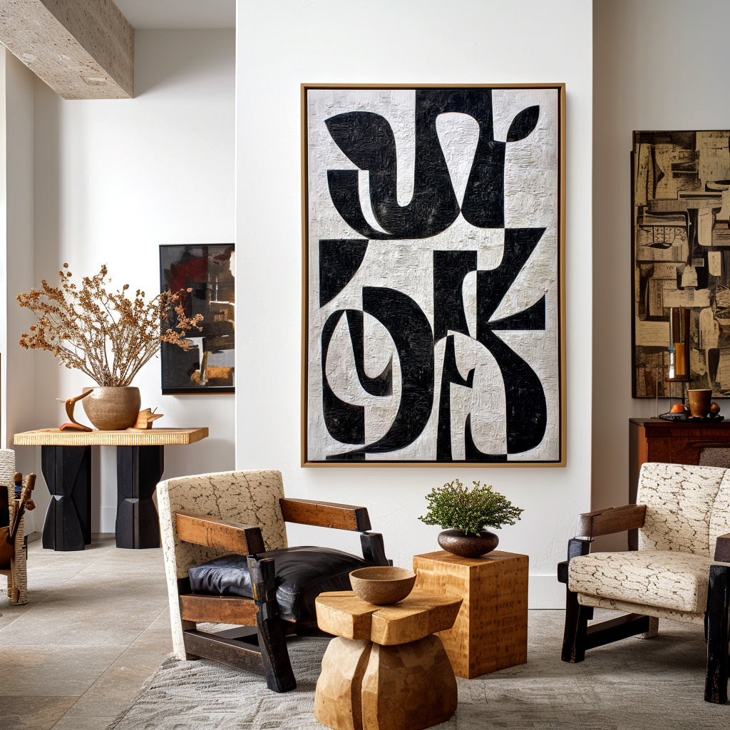 Monochrome Glyph-Black White Painting