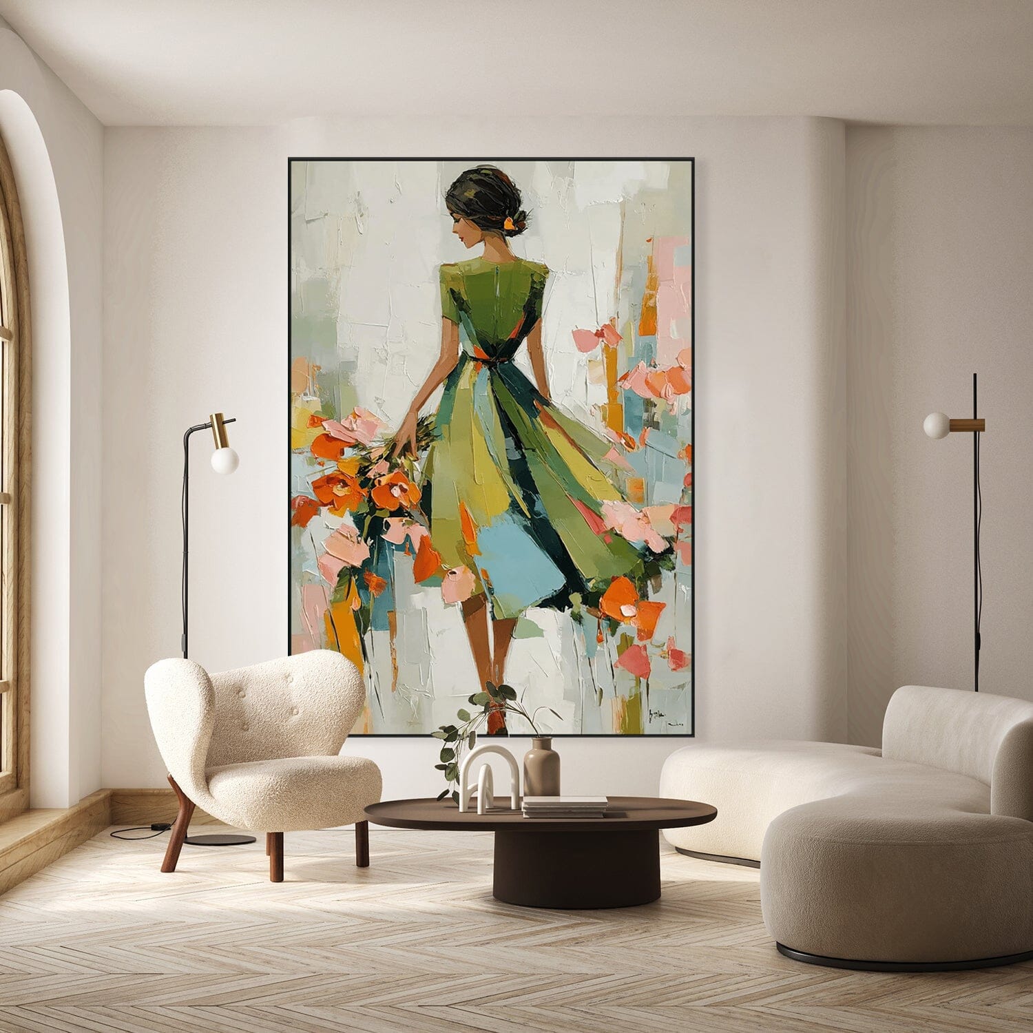 Garden Poise-Green Dress Painting