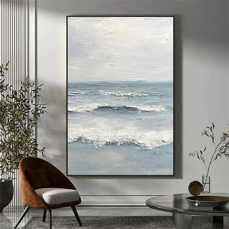 Tide Hush-Grey Blue Seascape Painting