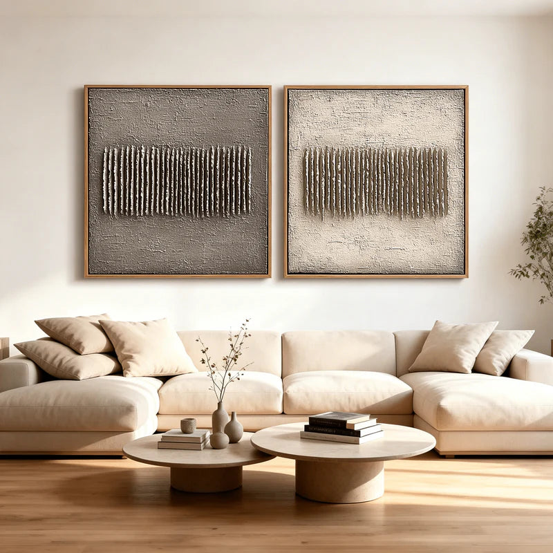 Echo Lines-Wabi Sabi Diptych Painting