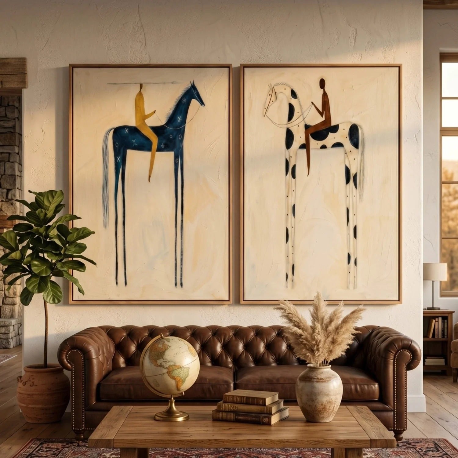 Tall Riders-Modern Horse Diptych Painting