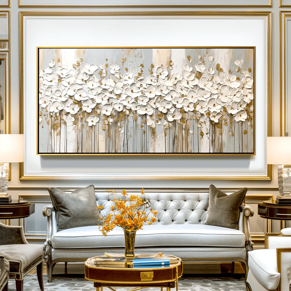 Ivory Cascade-White Orchid Painting