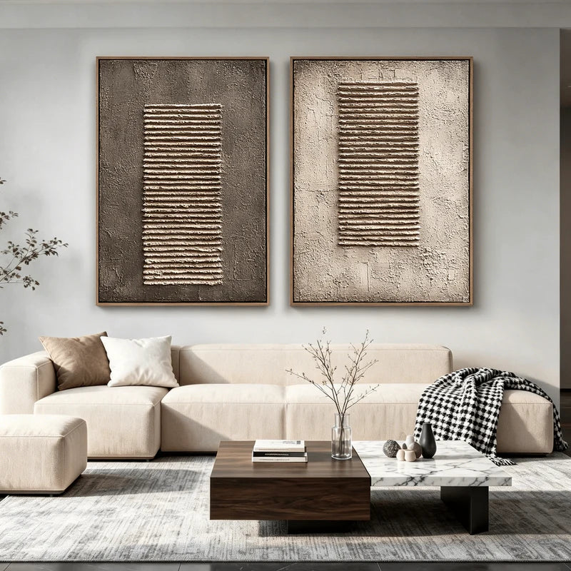Still Strata-Wabi Sabi Diptych Painting
